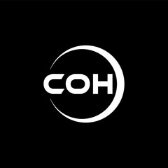 COH letter logo design with black background in illustrator, cube logo, vector logo, modern alphabet font overlap style. calligraphy designs for logo, Poster, Invitation, etc.