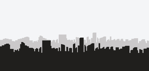 City skyline vector illustration. Urban landscape. Daytime cityscape in flat style. The silhouette city. Flat vector illustration. Light gray cityscape background. City buildings 
