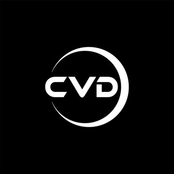 CVD letter logo design with black background in illustrator, cube logo, vector logo, modern alphabet font overlap style. calligraphy designs for logo, Poster, Invitation, etc.