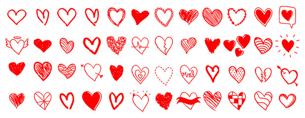 Doodle hearts, hand drawn love heart collection.
 - obrazy, fototapety, plakaty