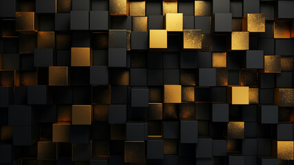 Abstract dark geometric luxurious noble gold black 3d texture wall - obrazy, fototapety, plakaty