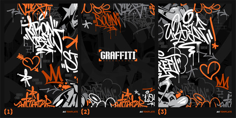 Dark Abstract Urban Style Hiphop Graffiti Street Art Vector Illustration Background Template