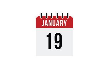 19 january calendar vector. Flat vector daily calendar icon. calendar icon vector.