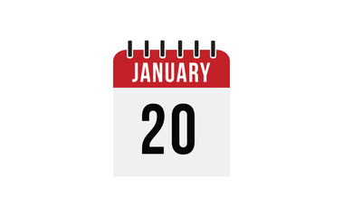 20 january calendar vector. Flat vector daily calendar icon. calendar icon vector.