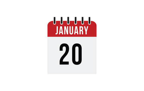 20 january calendar vector. Flat vector daily calendar icon. calendar icon vector.