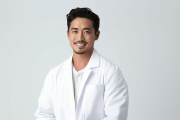 白衣を着た日本人男性（背景なし・医者・医師・歯科医師・薬剤師） - obrazy, fototapety, plakaty
