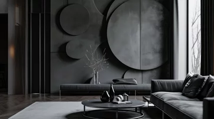 Gordijnen Industrial chic minimalist interior with grey panels © JuanM