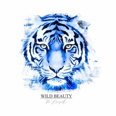 Wild Beauty slogan print with tiger watercolor texture.