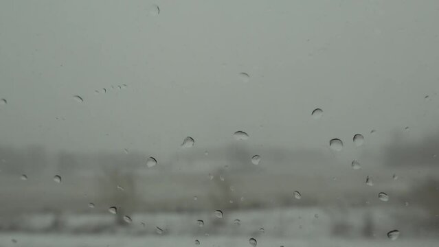 Jonkoping, Sweden A blizzard landscape from a moving car in winter. 