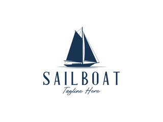 sailboat logo vector icon illustration, logo template.
