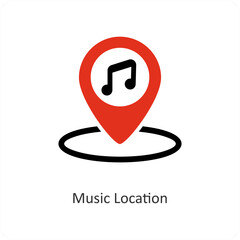 Music Location and pin icon concept