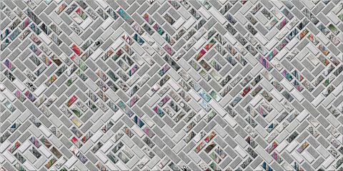 3d decorative geometric structure pattern, digital colorful multi texture wallpaper, ceramic, carpet, cover, interior.