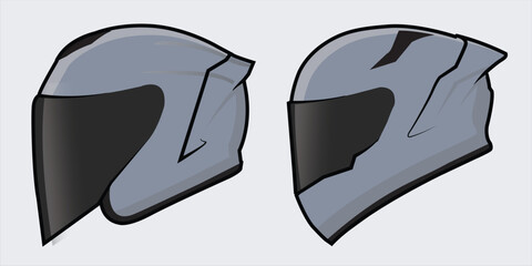gray helmet halface and fullface