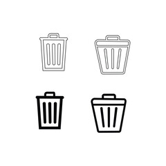 A Simple Line Drawing of Three Trash Cans