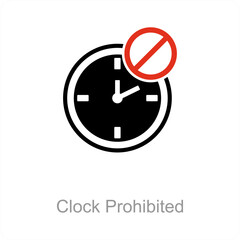 Clock Prohibited and forbidden icon concept