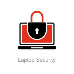 Laptop Security and security icon concept