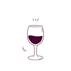 Hand Drawn illustration of wine glass icon. Doodle Vector Sketch Illustration