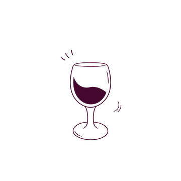 Hand Drawn illustration of wine glass icon. Doodle Vector Sketch Illustration