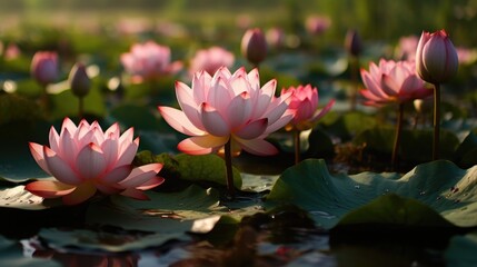 Pink lotus blossom in the water