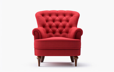 Isolated red armchair. Vintage red chair on a white background