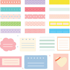 Cute paper notes. Stationary set. Scrapbook notes and cards.Printable planner stickers. To Do List note. Template for your message. Decorative planning element.