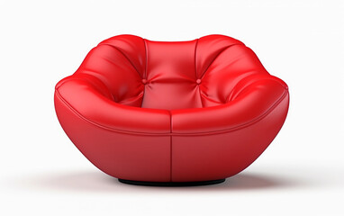 Isolated leather red armchair. Vintage red chair on a white background