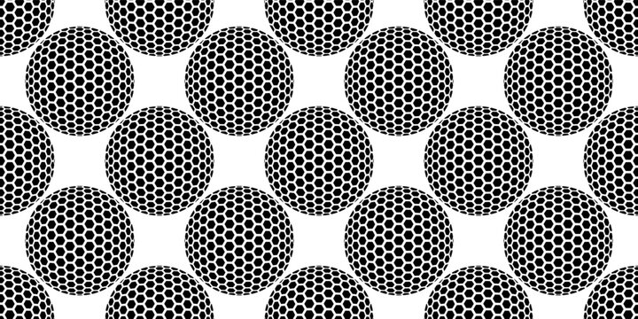 black white golf ball seamless pattern