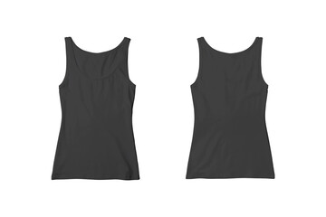 Woman Baby Blue Ribbed Tank Top Shirt Front and Back View for Product Mockup.Woman Black Ribbed...