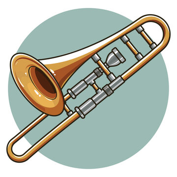 Illustration of a brass golden trombone