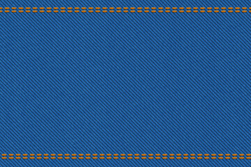 Blue jeans denim fabric texture background realistic illustration. twill fabric pattern. Closeup of cotton jeans textile or denim canvas material with, Blue worn jeans textile pattern