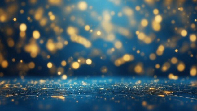 Banner Background abstract gold bokey in defocused blue background
