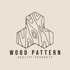 wood pattern line art logo icon and symbol vector illustration minimalist design