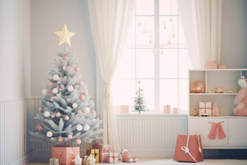 christmas tree with gifts pastel