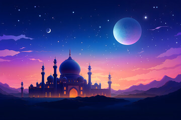 ramadan Kareem, Ramadan crescent moon, Eid Mubarak Islamic festival social media banner and Eid Mubarak Post Template, islam