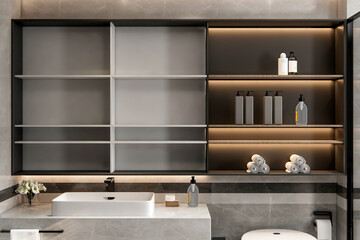 Fototapeta na wymiar 3d rendering modern bathroom interior design 