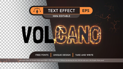 Volcano - Editable Text Effect, Font Style - obrazy, fototapety, plakaty