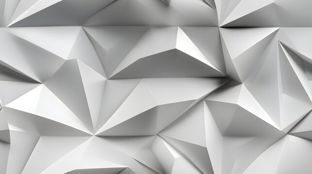 A monochromatic abstract design with sharp, triangular facets creating a 3D effect on a white background. © mashimara