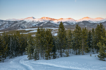 Evening landscape in snowy Colorado