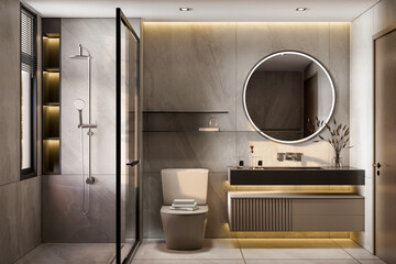 3d rendering modern bathroom interior design  - obrazy, fototapety, plakaty