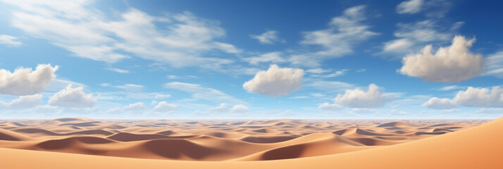 Fototapeta na wymiar Desert on blue sky background with white clouds