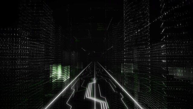 Living in software connecting to the net. Net connection software converting huge amount of data using the circuit board. Net connection software projecting the word Digital in the virtual background.