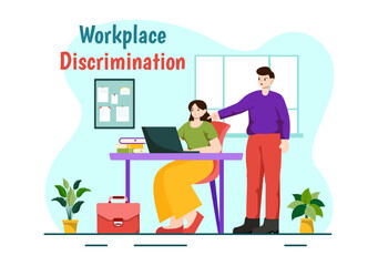Workplace Discrimination Vector Design Illustration of Employee with Sexual Harassment and Disabled Person for Equal Employment Opportunity