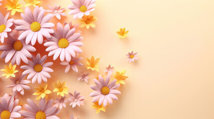 Naklejka premium Daisy flowers on a pastel background.