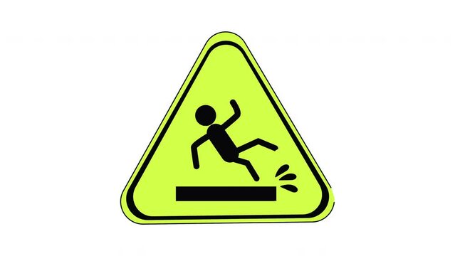 The animation forms a slippery floor warning icon