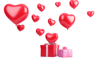 Red Hearts Flying Out of a Gift Box