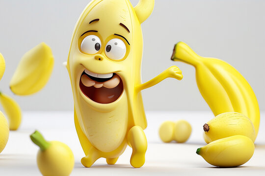 3d cute banana character render