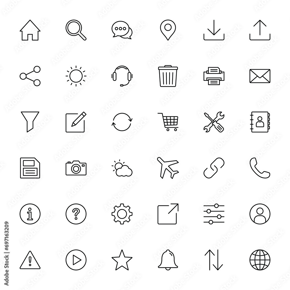 Aufkleber web icon collection. contact us icon set for web, computer and mobile app