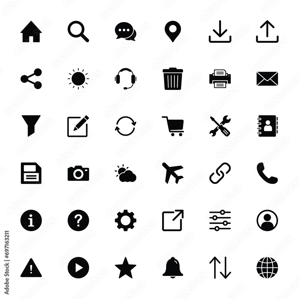 Poster web icon collection. contact us icon set for web, computer and mobile app