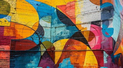 Mural de arte abstracto en una pared urbana (Generative AI)
 - obrazy, fototapety, plakaty