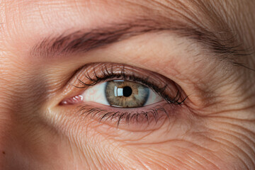 Close up of woman's eye with wrinkles